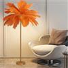 ANram Moderna Lampada da Terra in Oro con Piume di Struzzo Naturale, Elegante Paralume Alto per Camera da Letto