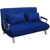 ITALFROM - Divano Letto 2 Posti (153x69x82cm) Divano Letto Matrimoniale Salvaspazio a Scomparsa, Due Posti con Telaio Solido in Acciaio con Imbottitura Comoda (Blu)