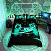 Loussiesd Set di biancheria da letto per videogiochi Super King Set di copripiumino per videogiochi per adolescenti ragazzi ragazzi bambini Geometrico Triangolo Set di 3 pezzi Console Game Controller Camera
