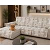 Tata Home Copridivano con Penisola Angolare Angolare Reversibile Universale Fantasia a Cuori Misura 4 Posti in Tessuto Trapuntato Imbottito Fronte e Retro Colore Beige