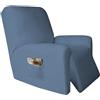 Yekuhe 1 posto Copripoltrona Relax Reclinabile Elettrica con Braccioli Completo 4-Pezzo Fodera per Poltrona Elasticizzato con Tasche, Minimalismo Coprisedile Poltrona Lavabile Antiscivolo Copripoltrona ( Col