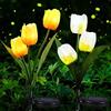 BrightCheer Confezione da 2 luci solari da giardino a forma di tulipano, con 6 fiori di rosa, LED a energia solare, per patio, prato, giardino, giardino e giardino