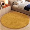 TAPISO Essence - Tappeto a Pelo Lungo, Rotondo, Giallo, Senape, Shaggy, in Tinta Unita, Morbido, soffice, per Camera da Letto, Soggiorno, cameretta dei Bambini, Certificato Öko-Tex 100 x 100 cm