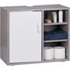 Relaxdays Mobile sotto-Lavabo, Mobiletto per Lavandino Bagno, 3 Ripiani, Armadietto, Anta Singola, Legno MDF, Grigio, 51x60x32 cm