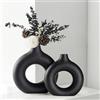 CEMABT Vasi per erba di pampa, vaso creativo moderno per la casa, vaso fatto a mano in ceramica nera fiori secchi ornamenti per ufficio, decorazione domestica