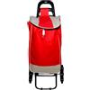 Malu Shoes Carrello per la spesa 3 ruote girevoli saliscale - Trolley portaspesa pieghevole 42 L con borsa chiusura a strappo e coulisse- Borsa removibile (ROSSO)