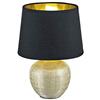 meineWunschleuchte Lampada da tavolo, 26 cm, con base in ceramica e paralume in tessuto, colore nero/oro