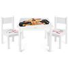 leomark tavolo e 2 sedie in legno per bambini 60x60x49 cm, stabile set per camera dei bambini, sala comune, scuola materna, asilo nido, mobili per bambini, Yeti colore Macchina di formula F1
