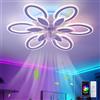 GWYAJTU RGB Ventilatore Da Soffitto Con Luce Silenzioso Reversibile 6 Velocità Pale Da Soffitto Con Luce Colore Modificabile Fiori Lampadario Con Ventola Dimmerabile Per Camere Da Letto E Soggiorni