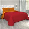 Corredocasa Copriletto Singolo Trapuntato Double Face, Made in Italy - Trapunta Primaverile/Estiva in Morbida Microfibra - Trapuntino Bicolore Disponibile in Vari Colori - 160x260 cm (Arancio/Rosso)