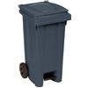 Stefanplast 6437 Bidone Immondizia con Ruote con Pedale, Plastica, Grigio, 48 x 55 x 94 cm