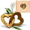 OLIQUE Cuori in legno personalizzati, legno d'ulivo - Cuori collegati con incisione come regalo personalizzato (6 cm)