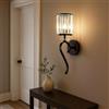 TEKHOME Applique da Parete in Cristallo Nero E36-1, Portalampada E14, Lampada da Muro Classica in Metallo e Vetro per Soggiorno, Camera e Corridoio