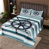 Homemissing Ocean - Set copripiumino trapuntato per bambini, motivo: timone e marino, per adolescenti, decorazione camera da letto, motivo marino, con 2 federe matrimoniali
