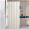Icegrey Tenda da doccia Magnetica Pieghevole impermeabile con Ganci, Antispruzzo, Tende da Doccia in Poliestere Linoa Fisarmonica per Bagno, Beige, 240x180cm