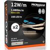 Eurocali Striscia LED 5 metri Professionale 24V 60W 12 W/mt - KIT con 2 Strisce Monocolore da 840 LED 168 LED/mt e 8400 Lumen 1680 Lm/mt 140 Lm/W - Luce Bianco Caldo 3000K (Pacco 2 Bobine da 5mt)