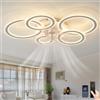 Fachae Lampadario Ventilatore Da Soffitto,Sottile Reversibile Ventola Soffitto Con Luce,Led Dimming 6 Velocità 86cm,Camera Da Letto Lampada Con Ventilatore Da Soffitto,Telecomando App Bianco