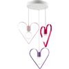 Light&More Lampadario per cameretta cuore 3 luci multicolor-glicine-fucsia-rosa