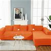 OKJK Copridivano con penisola in Velluto Elasticizzato all-Inclusive, Universale Quattro Stagioni per Soggiorno Proteggi Divano di Facile Manutenzione (Orange,Part B-B 190-230cm)