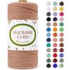 LEREATI Corda Macrame 2mm x 200m, Filo Macrame Cordoncino Cotone Naturale Spago Colorato, Cordino per Borse Uncinetto, Arazzo da Parete, Fai da Te Artigianato, Decorazioni (Albicocca)