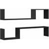vidaXL Mensole a Muro 2 pz Nere 100x15x20 cm in Legno Multistrato