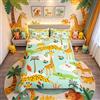Loussiesd Set copripiumino per bambini con tema animali, con giraffe, tigri e coccodrilli, biancheria da letto con stampa di alberi e piante, piumino per bambine, ragazzi e adolescenti