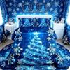 Loussiesd Set Trapunta per ragazze con albero di Natale blu a tema natalizio trapunta 200x200cm chic inverno fiocco di neve set di biancheria da letto per ragazze figlia decorazione camera da