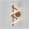 OOWOKS Applique da Parete a Spirale per interni Moderna Lampada da Parete a LED 12W Legno Lampada da comodino Dimmerabile a 3 Colori Design a Venature di Legno Lampada da Muro in Metallo Lampada Curva