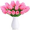 HAOSHICS, Tulipani artificiali, tulipani olandesi finti, realistici al tatto, fiori per bouquet, in lattice, decorazione per matrimoni, casa, hotel, feste, giardino, multicolori, 10 pezzi (rosa)