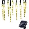 xiao Catena luminosa esterna solare, luci solari della pioggia di ghiaccio, 8 Modalità Decorazioni luminose di Natale di effetto ghiaccio per il cortile (Bianco caldo, 5m 20LED)