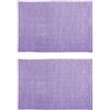 MSV - Set di 2 tappetini da bagno in microfibra di ciniglia - Pelo lungo, antiscivolo - Lavabili in lavatrice - Comodo anello per appenderli - Comfort e igiene ottimizzati - Lavanda - 50x80 cm