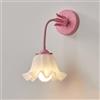 MESOVFCA Applique da Parete a Forma di Fiore Bianco - Lampada da Parete Moderna in Vetro lattimo Verde Floreale - Camera da Letto e Soggiorno in Stile Rustico (Rosa)