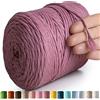 MeriWoolArt® Corda di Cotone 4mm 225m Corda Macramè Naturale, Filato Morbido per Tessuto da Parete, Macrame Fatto A Mano Parete Appeso Boho, Piume Macramè Acchiappasogni, Decorazione Macramè Fai Da Te
