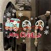 kina - UVNT0189 Vetrofanie Natalizie Adesivi Decorazione Vetrine Negozi Trasparente Removibile Riposizionabile - Babbo Natale Ing Merry Christmas Buone Feste Happy New Year 90x35 cm