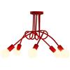 iDEGU 5 Lampade da soffitto Moderno, Vintage Lampadario Lampada da Soffitto Apparecchio E27 Retro per Soggiorno Sala da Pranzo Camera da Letto Hotel Decorazione Interna 70CM, Rosso (Senza Lampadine)