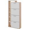 Vicco Scarpiera Orlando, Bianco/Sonoma, 80 x 166.1 cm con 4 scomparti, per la conservazione e l'organizzazione delle scarpe nell'ingresso