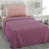 L'ANTICO ARCOLAIO - Set Lenzuola Letto Singolo 3 Pezzi (Lenzuolo Sotto Rosa, Lenzuolo Sopra Malva) Completo Letto Singolo Jaquard in Microfibra, No Stiro, Biancheria da Letto Made in Italy