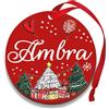 Corredino Neonato Pallina di Natale Personalizzata con Nome, Decorazione Natalizia 100% Italiana, Rosso, 10 cm (Rosso, Ambra)
