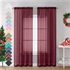 OVZME - Tende velate, per soggiorno, camera da letto, splendida decorazione natalizia per finestre per feste, sfondo e baldacchino, bordeaux, 2 pannelli, 106 x 244 cm (larghezza x lunghezza), bordeaux