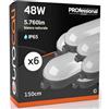 Eurocali Plafoniera LED 150 cm 48W 5760 lumen Impermeabile IP65 Luce Naturale 4000K Elevata Efficienza - Pacco da 6