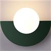 Jatwefiv Lampada da Parete in Sferico Applique da Parete Macaron Moderna con Paralume pe Bianco Latte Aplique da Prete per Interni Semicircolare per Camera da Letto Soggiorno Guardaroba,Verde