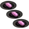 Ledvion - 3x SMART Faretti da incasso LEDs Rio, Nero, Slim WiFi, Dimmerabile, Rotondo, RGBWW, 2 Anni di Garanzia
