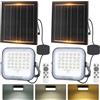 Aigostar- Faro led esterno con grande pannello solare，dimmerabile 3000/4000/6500K，4000mAH，Batteria di grande capacità，IP66，Faretto led da esterno solare con telecomando per esterno e giardino，2 Pezzi