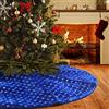 Deggodech Copribase per albero di Natale, in finta pelliccia, con paillettes incrociate argentate, in peluche, decorazione per Natale, Capodanno, feste, 78 cm (blu, 76,2 cm)