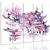 Feeby Frames Feeby Quadro Su Tela Ciliegio Giapponese 5 Pezzi Tipo C 200x100 cm Stampa Murale Fotografia Decorazione da parete Immagini Moderni per Soggiorno Camera da Letto Ufficio Cucina Astratto Viola