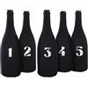 RAPID LUX - Copri Bottiglia di Vino, Lycra Aderente ed Elastica, Ideale per degustazioni alla cieca, Conservazione Bottiglie, Aperto in Alto, Nero, Materiale Lycra. Set da 5 Pezzi Numerati