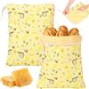 Jokapy 2 sacchetti per pane di cera d'api 43 cm x 33 cm, sacchetti riutilizzabili per il pane con cerniera a L e manico, sacchetti salvafreschezza, sacchetti di cera d'api naturali per pane (api e fiori)