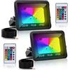 Joparri 2 faretti LED RGB da 20 W, con telecomando, 16 colori, 4 modalità, IP66, impermeabili, colorati, dimmerabili, con funzione memoria, faretto LED RGB per terrazze, verande