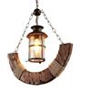 TEKHOME Lampadario a sospensione in legno e corda di canapa con lanterna stile country rustico