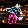 QiaoFei Insegna al neon con cavallo Cowgirl, luce al neon con donna di cavallo, luce a led con scritta Lady Horse, insegna a LED per soggiorno in campagna, decorazione da parete per stanza da cowboy,